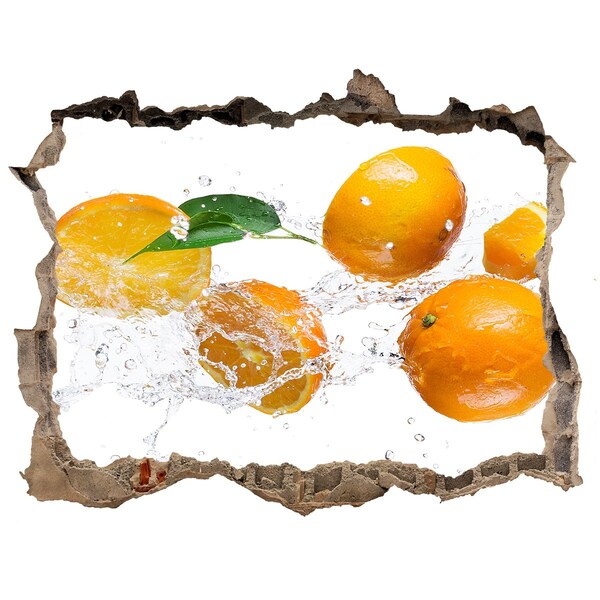 Hole wall sticker Citrus fruits in a water dance