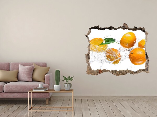 Hole wall sticker Citrus fruits in a water dance