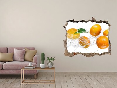 Hole wall sticker Citrus fruits in a water dance