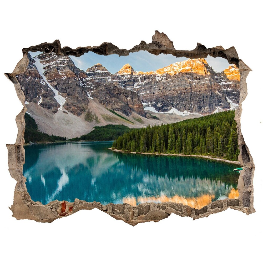 3D wall hole Lake in the mountains