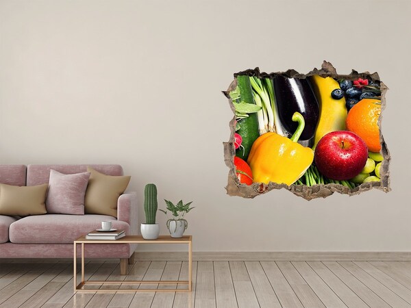 Hole wall sticker Fruit and Vegetables in a Hole in the Wall