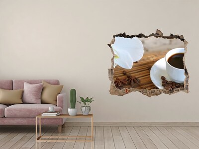 Hole wall sticker Coffee with orchid flower