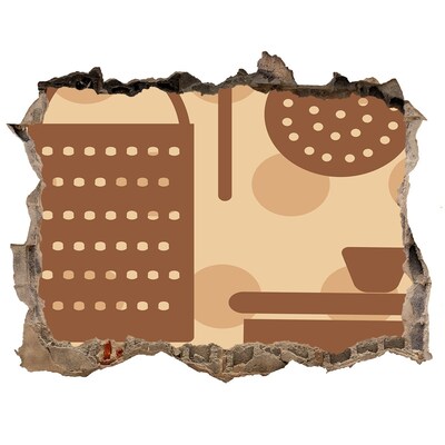 3D wall hole wallpaper Interior with a retro motif