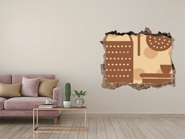 3D wall hole wallpaper Interior with a retro motif