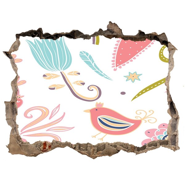 3D wall hole wallpaper The colorful world behind the hole