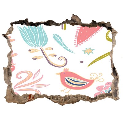 3D wall hole wallpaper The colorful world behind the hole