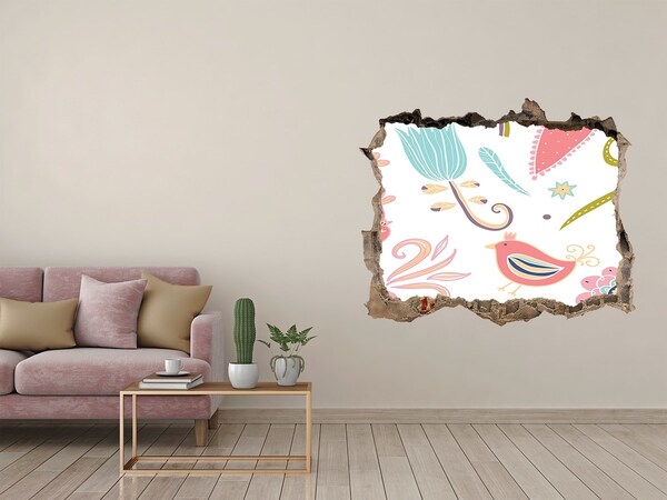 3D wall hole wallpaper The colorful world behind the hole