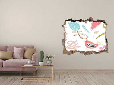 3D wall hole wallpaper The colorful world behind the hole