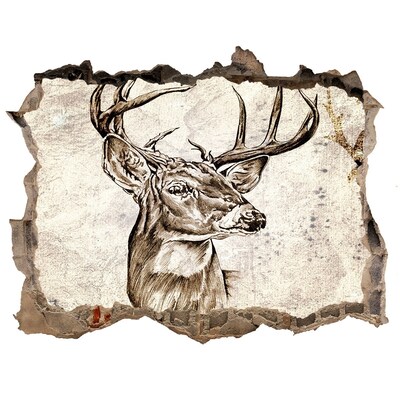 Hole in the wall sticker Antlered deer on the wall