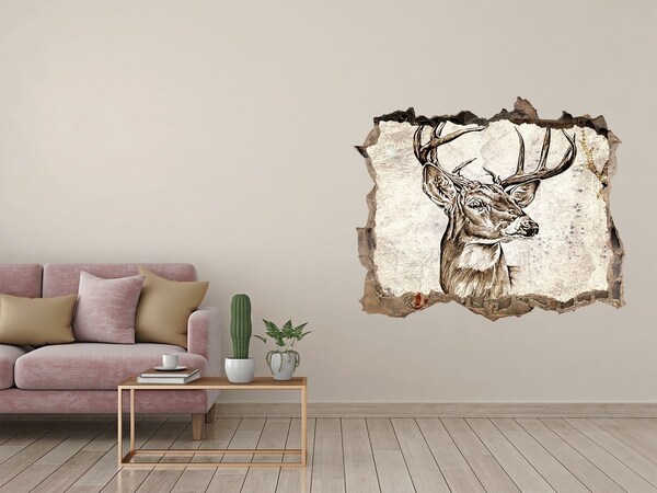 Hole in the wall sticker Antlered deer on the wall