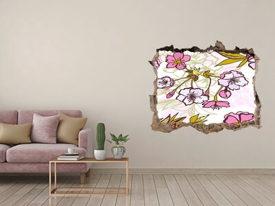 3D wall hole wallpaper A flower paradise behind the wall