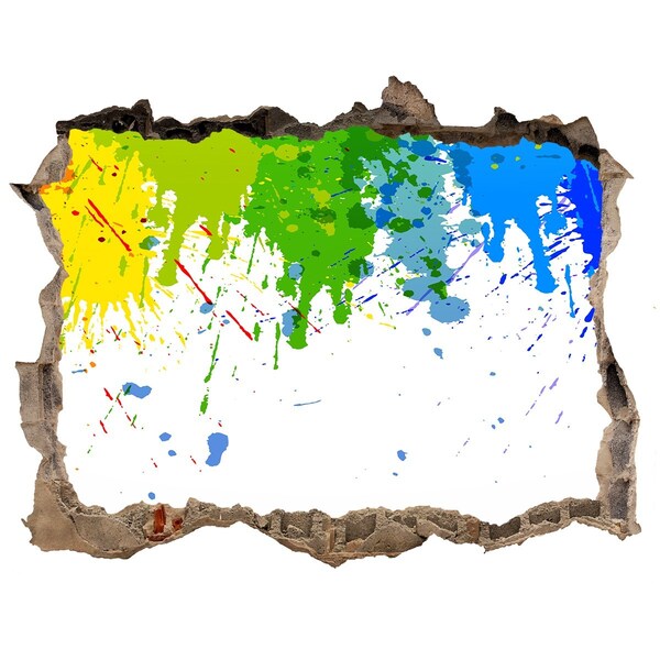 Hole wall sticker A colorful explosion in concrete