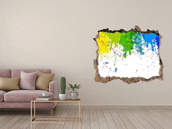 Hole wall sticker A colorful explosion in concrete