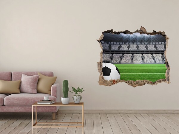 Hole in the wall decal Football stadium with a ball