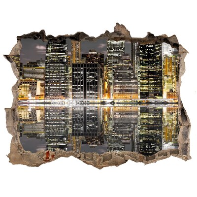 Hole in the wall decal View of the city at night