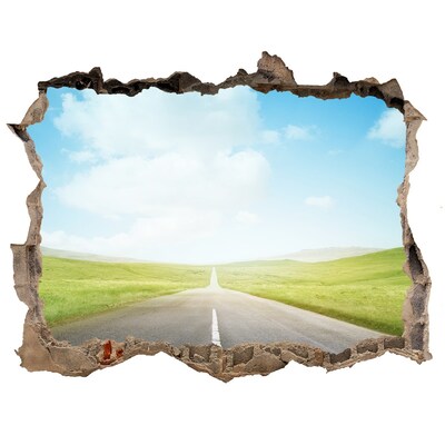 Hole in the wall decal A road through green fields