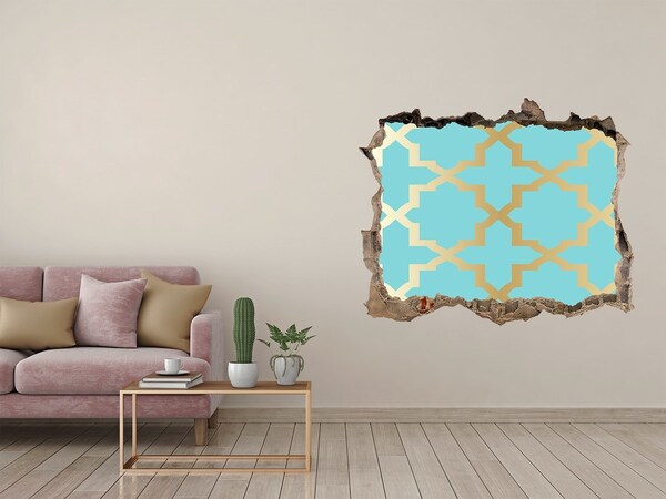 Hole in the wall sticker Pattern with gold ornaments
