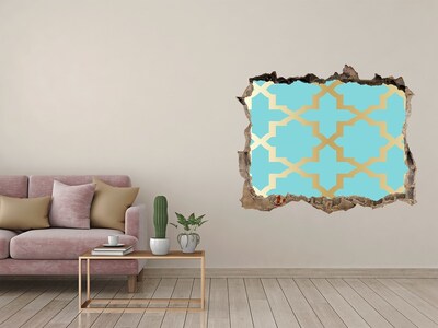 Hole in the wall sticker Pattern with gold ornaments