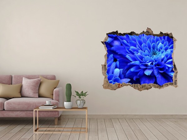 Hole in the wall decal Blue flower in a hole in the wall