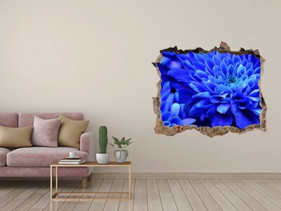 Hole in the wall decal Blue flower in a hole in the wall