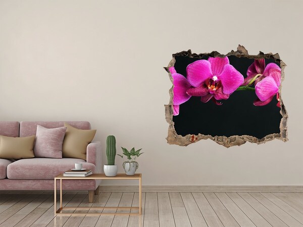 3D wall hole wallpaper Orchid through the wall
