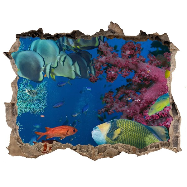 3D wall hole wallpaper Coral reef