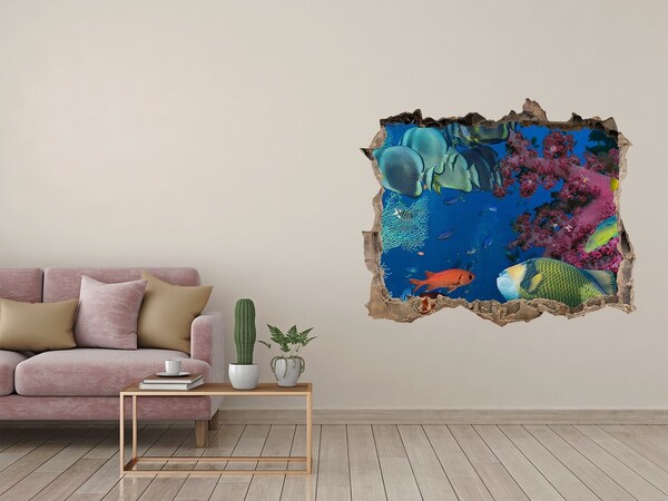 3D wall hole wallpaper Coral reef