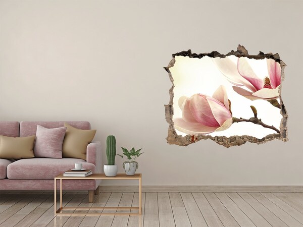 Hole in the wall decal Magnolia flower in concrete