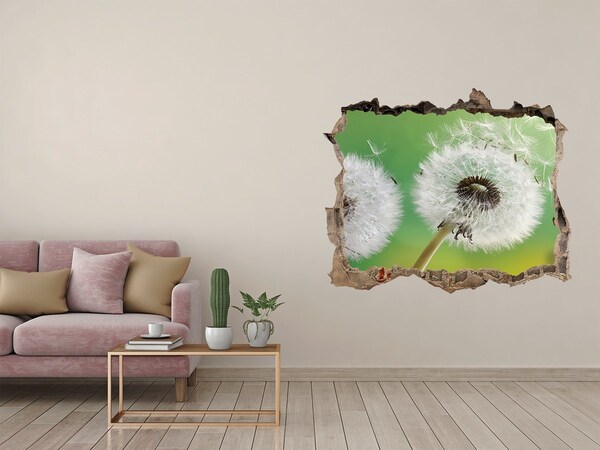 Hole in the wall decal Dandelions in a green background