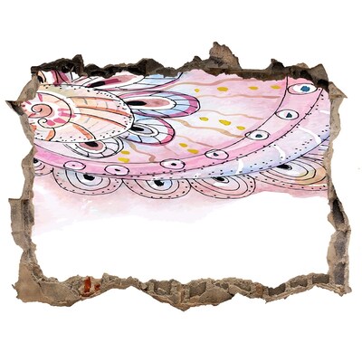 3D wall hole wallpaper Colorful pattern on a concrete background