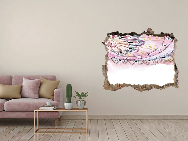 3D wall hole wallpaper Colorful pattern on a concrete background