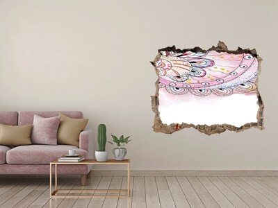 3D wall hole wallpaper Colorful pattern on a concrete background