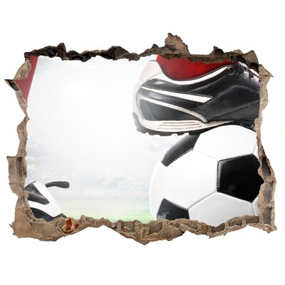 Hole wall sticker Football passion beyond the walls