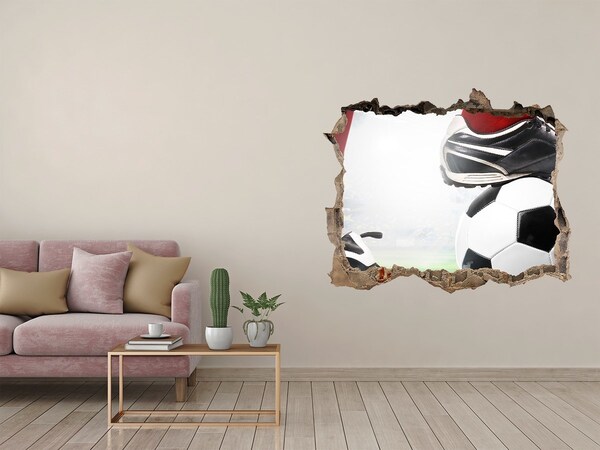 Hole wall sticker Football passion beyond the walls