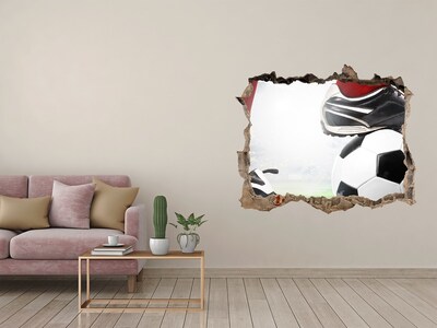 Hole wall sticker Football passion beyond the walls