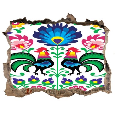 Hole in the wall decal Floral folklore with chanterelles