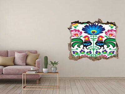 Hole in the wall decal Floral folklore with chanterelles