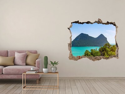 Hole wall sticker View of a tropical island