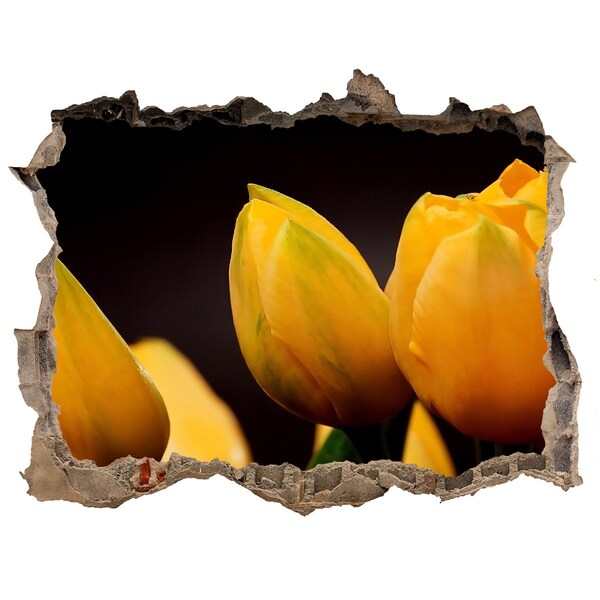 3D wall hole Yellow tulips