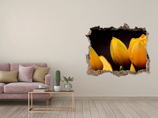 3D wall hole Yellow tulips