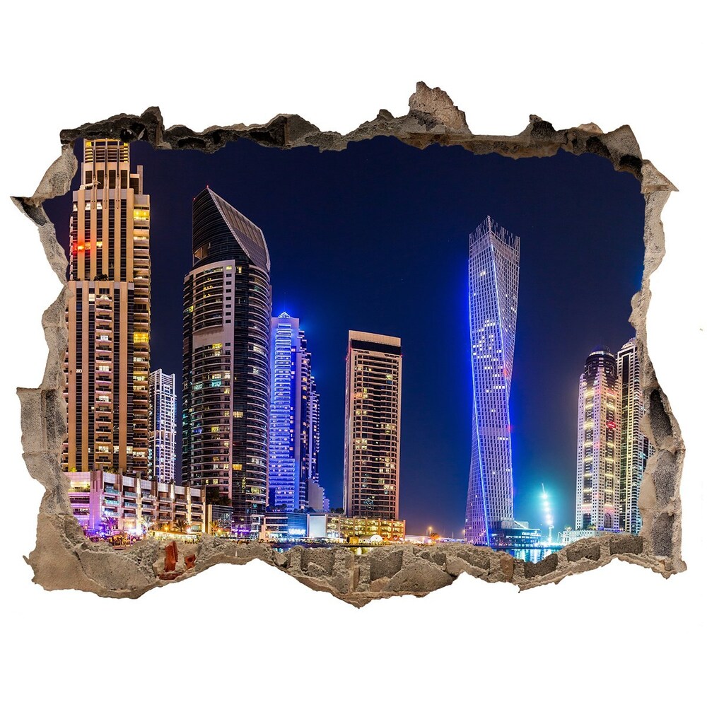 Hole wall sticker Dubai at night