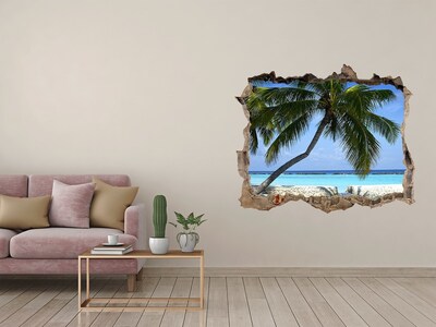 Hole wall sticker Tropical oasis with palm trees