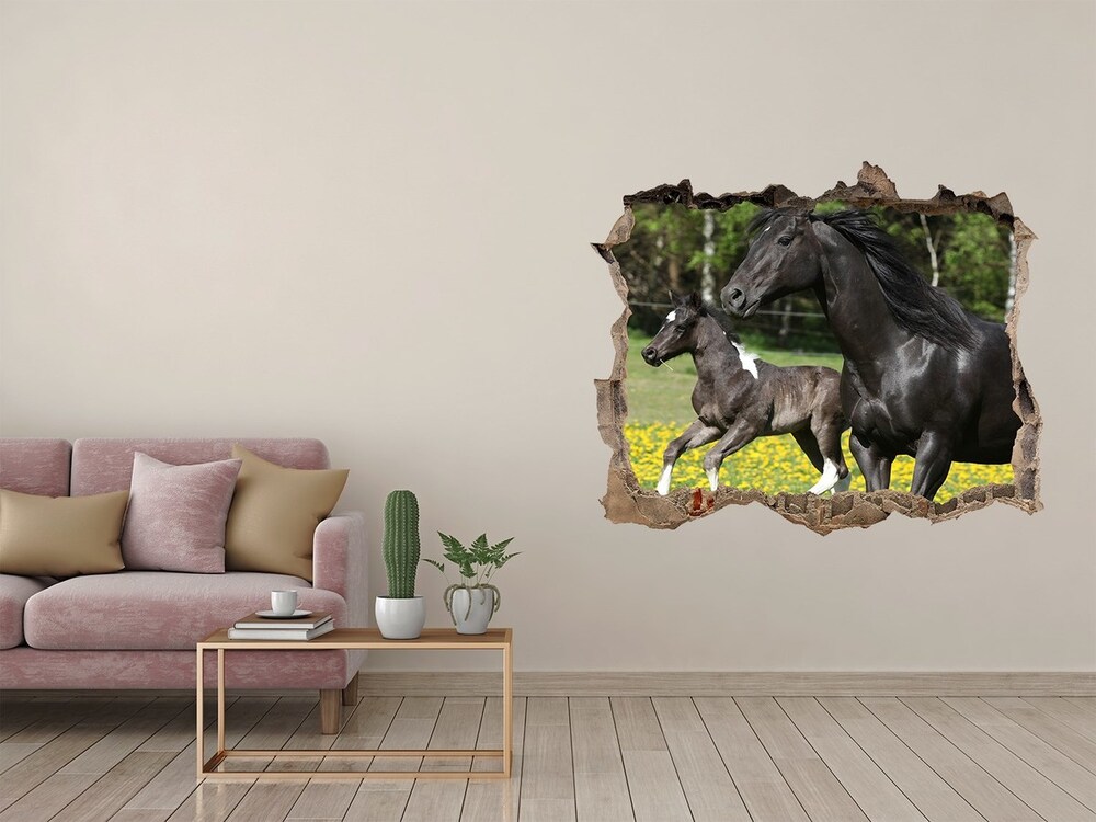 3D wall hole Mare with foal