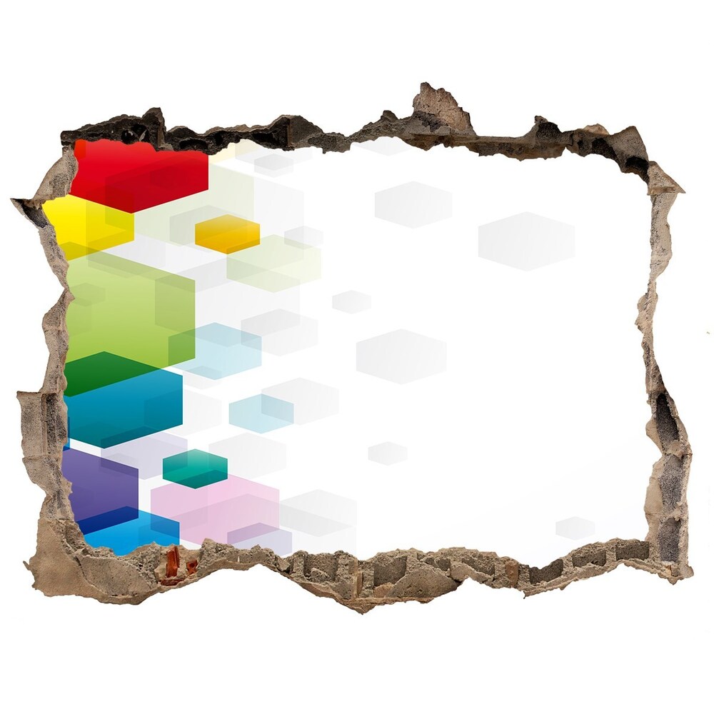 Hole wall sticker Colorful cubes