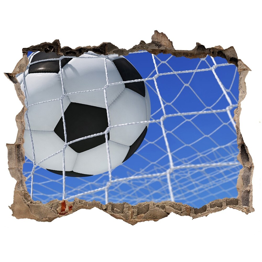 3D wall hole wallpaper Ball in the goal