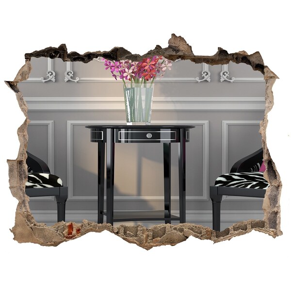 Hole wall sticker A golden table in an elegant interior