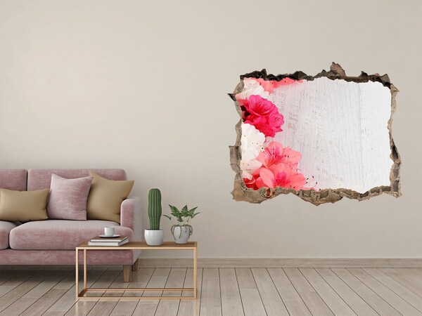 3D wall hole wallpaper A floral oasis behind the wall