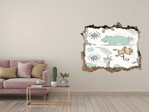 Hole wall sticker Animals in the jungle