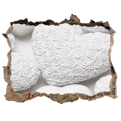 Hole in the wall sticker White roses in a hole in the wall