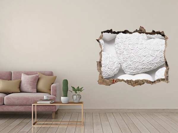 Hole in the wall sticker White roses in a hole in the wall